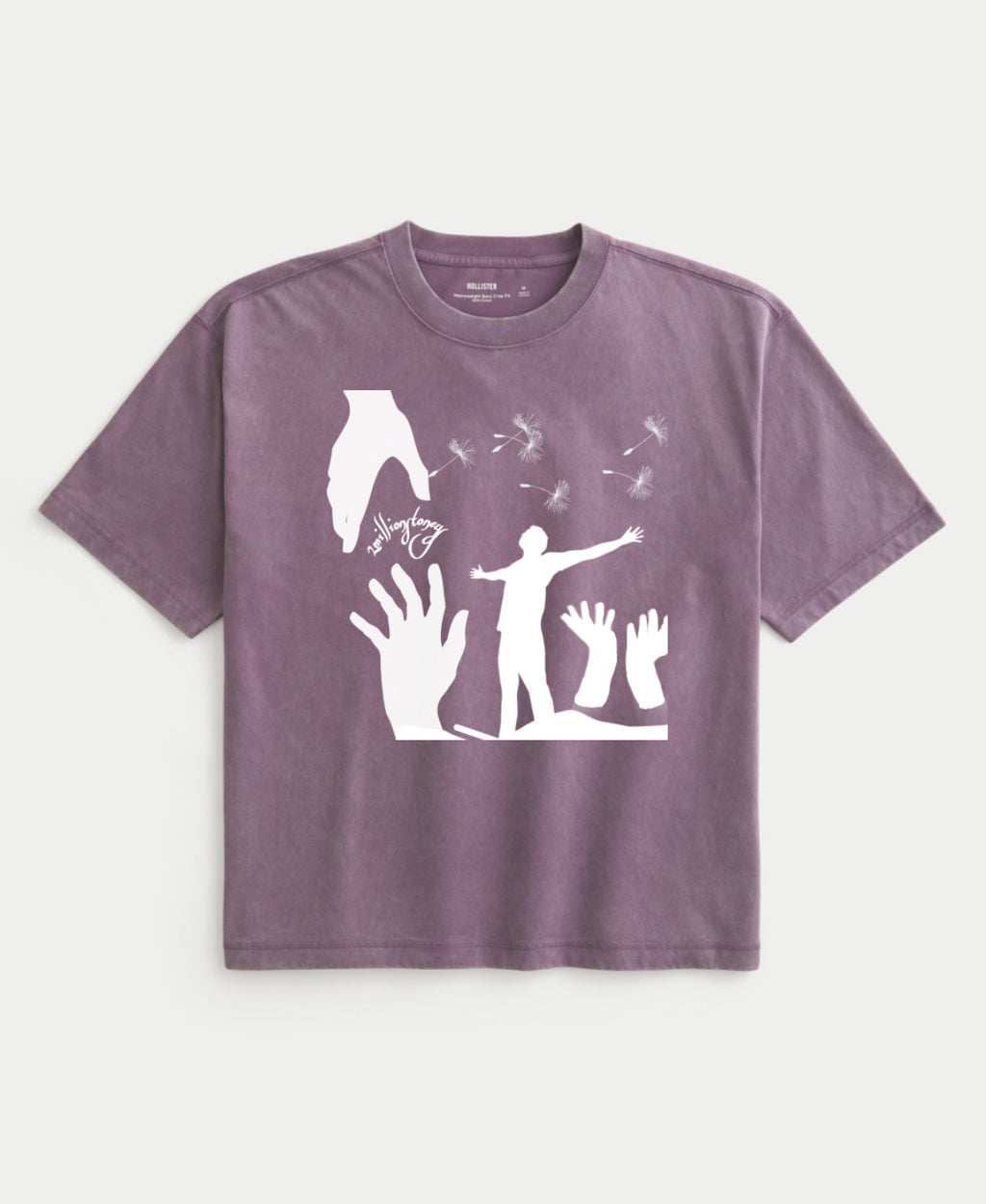 Purple boxy crop top mens tshirt