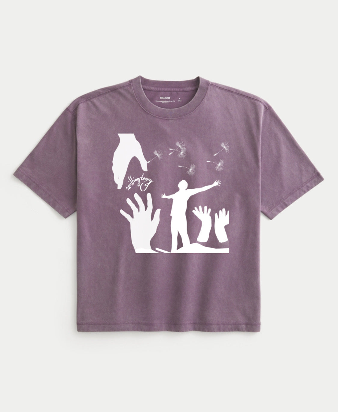 Purple boxy crop top mens tshirt