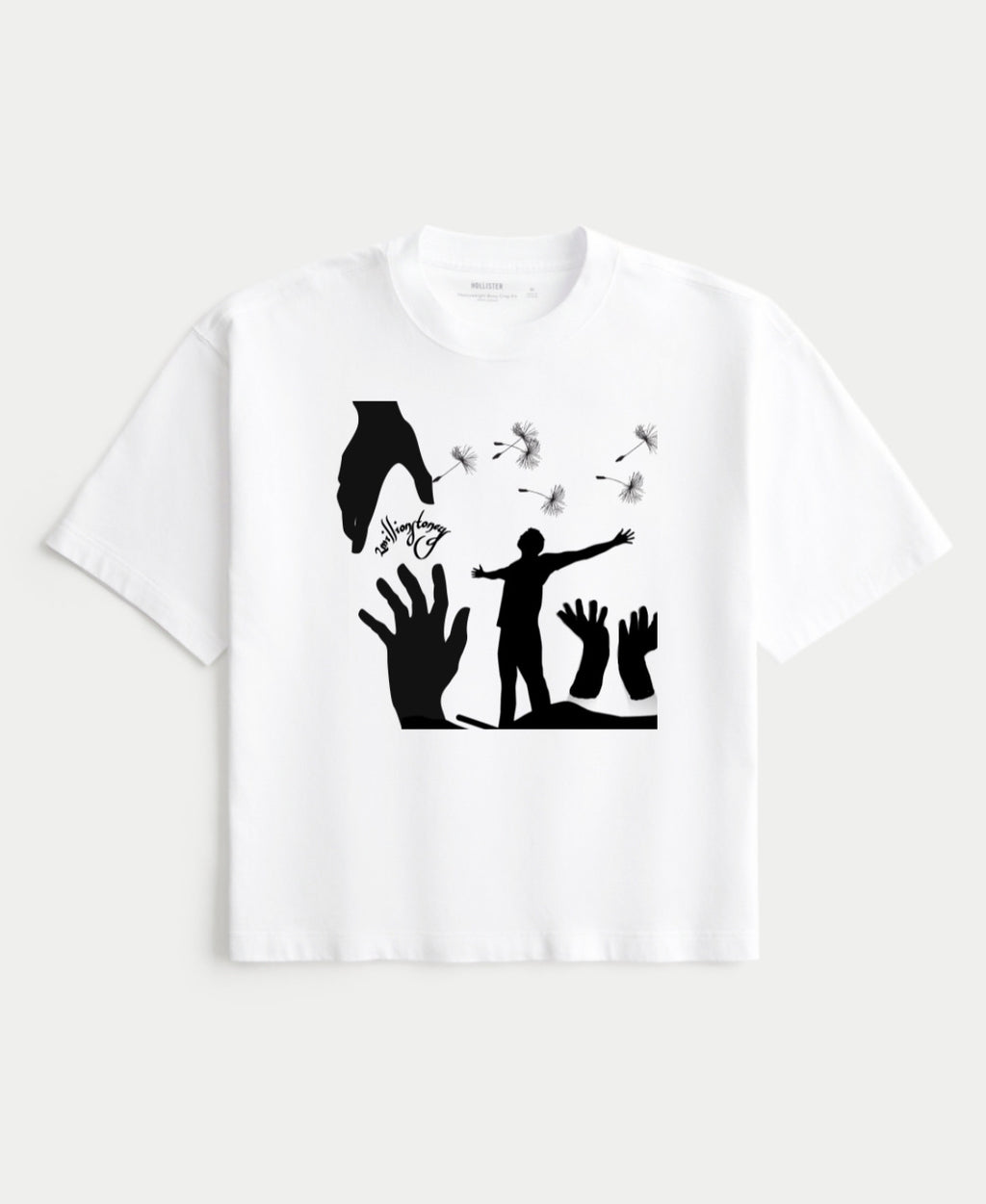 White and black boxy crop top