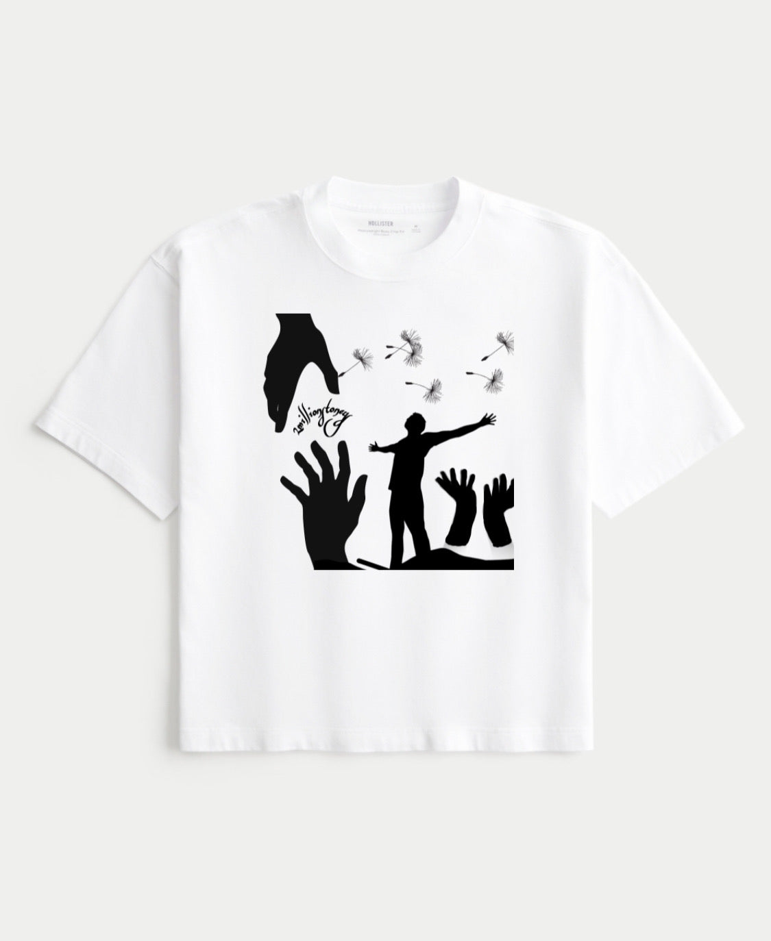 White and black boxy crop top