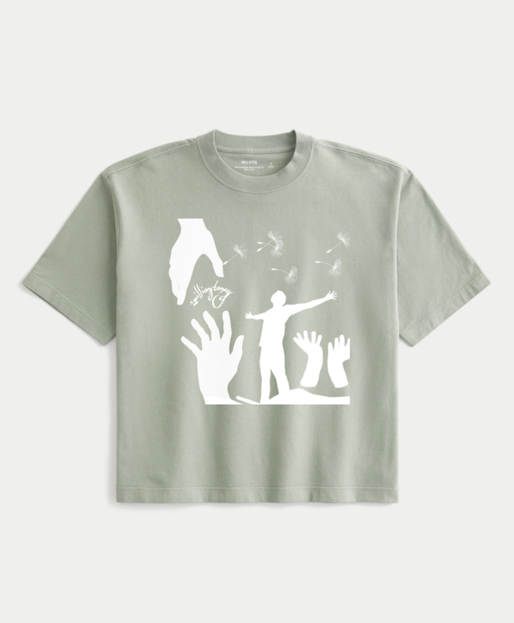 Sage boxy crop top shirt