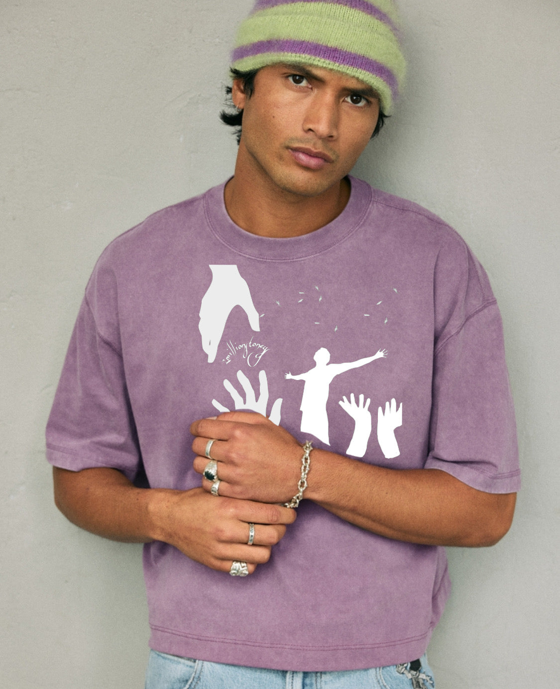 Purple boxy crop top mens tshirt