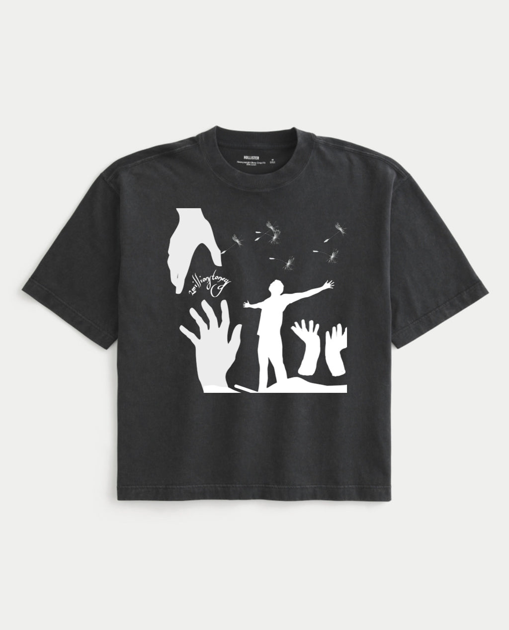 Charcoal black boxy crop top