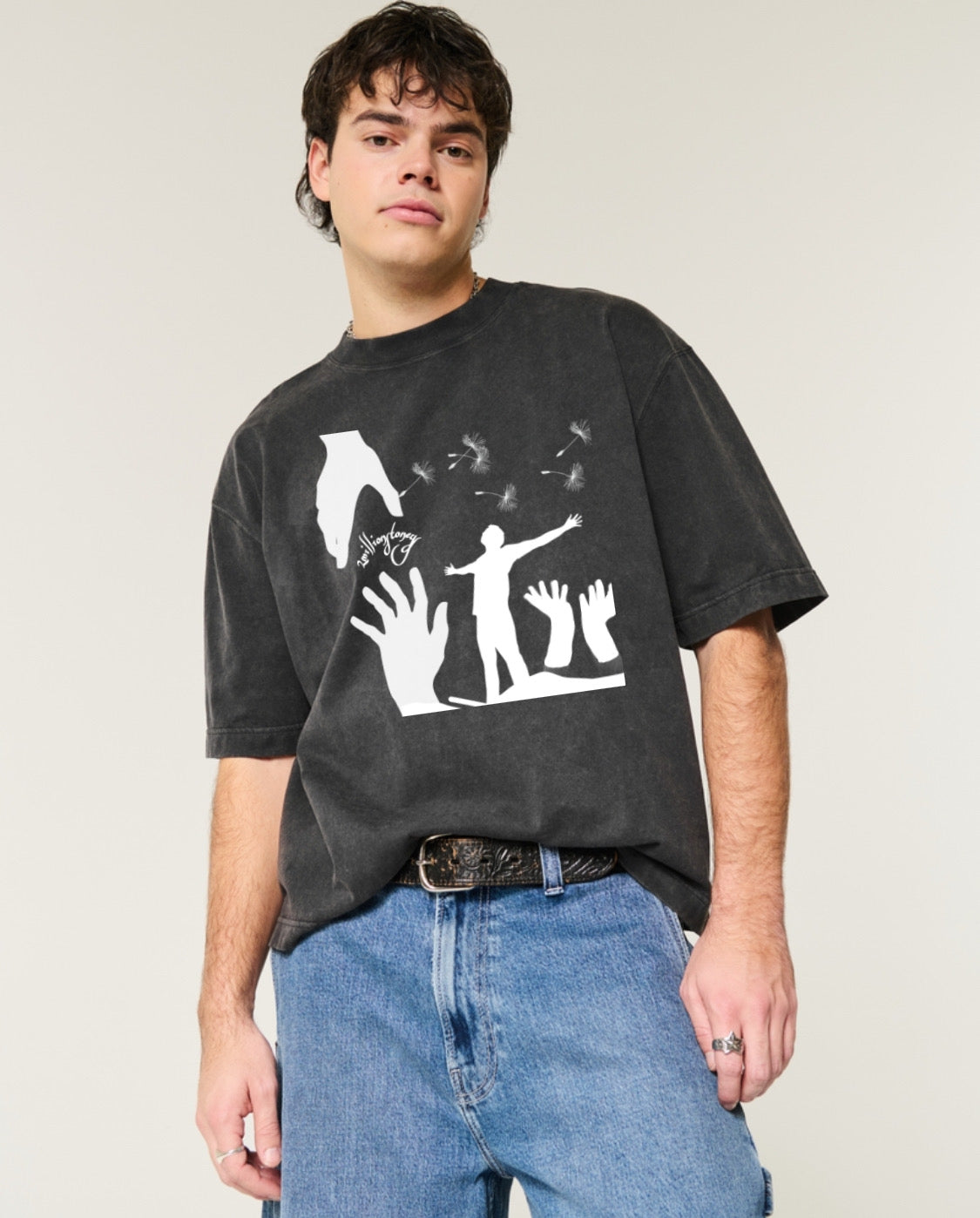 Charcoal black boxy crop top