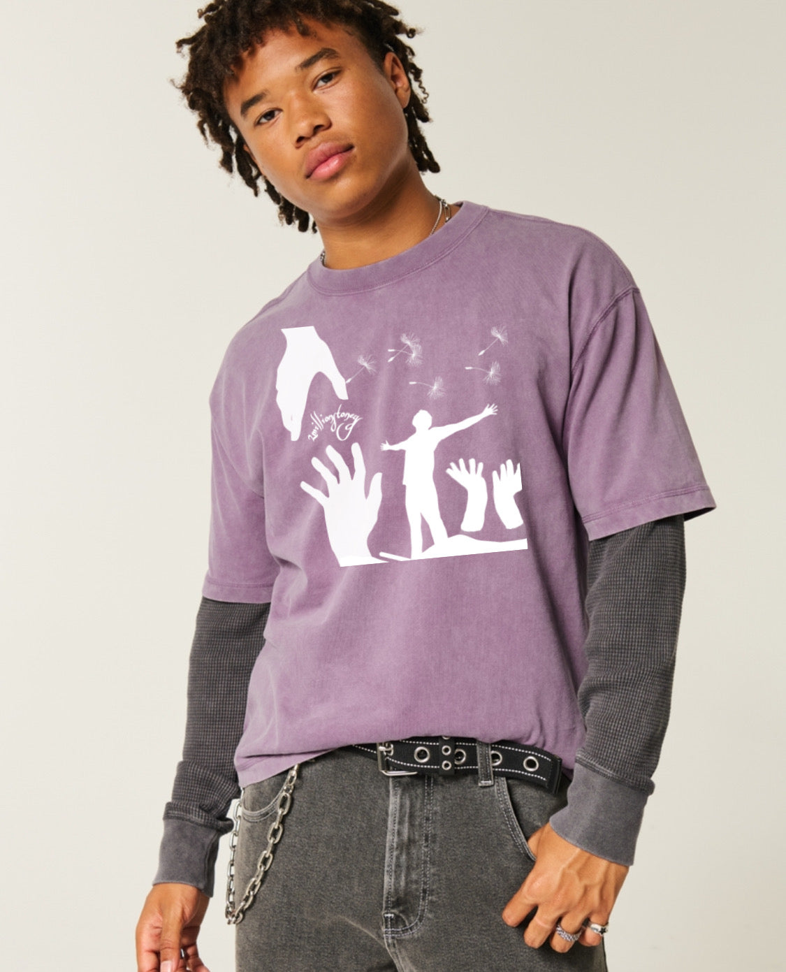 Purple boxy crop top mens tshirt